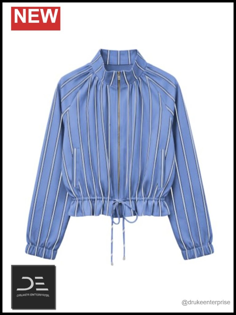 Women's Zip Up Cropped Jacket Ruffle Hem Casual with Pockets